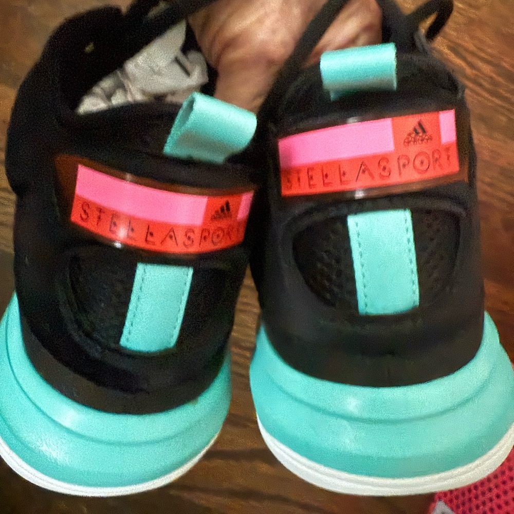 Adidas Kids Sneakers - Black and Teal with Pink Accents